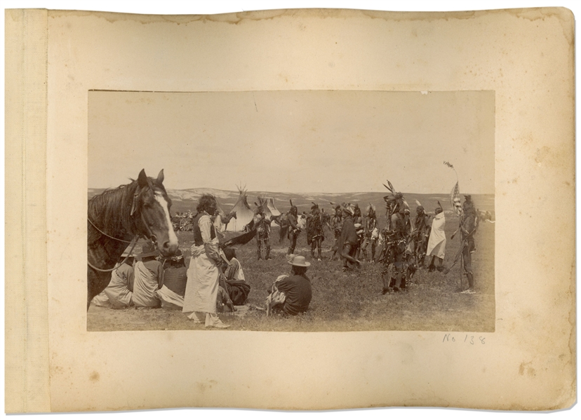 Two Original Photographs From 1891, Shortly After the Wounded Knee Massacre -- One Photograph Shows Captain Charles Taylor With His Indian Scouts